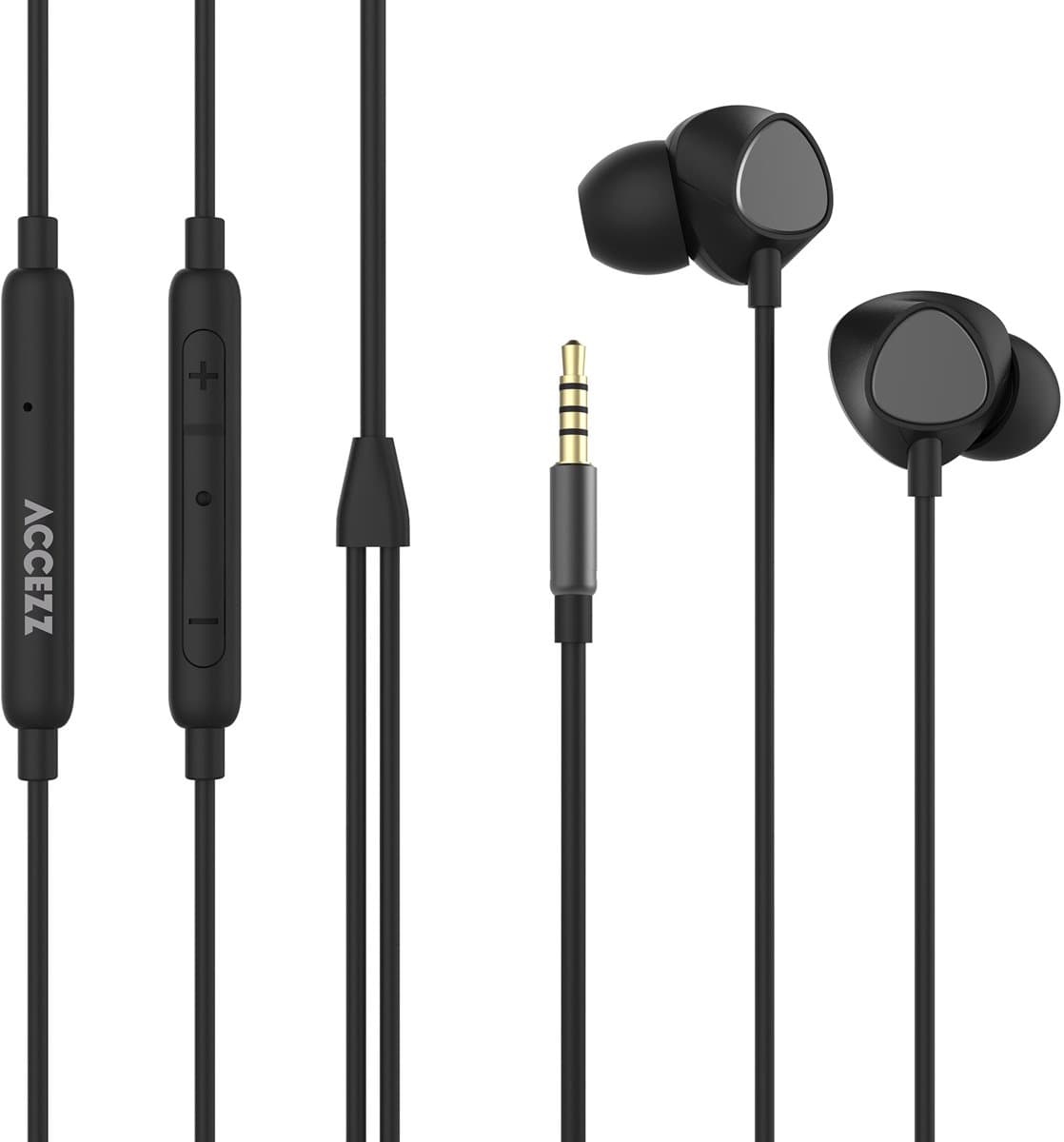 Accezz In-ear oordopjes - Bedrade oordopjes - AUX / 3,5 mm Jack aansluiting - Zwart — afbeelding 1