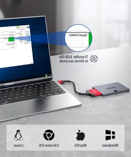 SATA naar USB 3.0 Adapter voor 2.5" Hardeschijven en SSD's, Ondersteunt UASP en Trim, Compatibel met Windows, MacOS, ChromeOS en Linux, Rood — thumbnail 3
