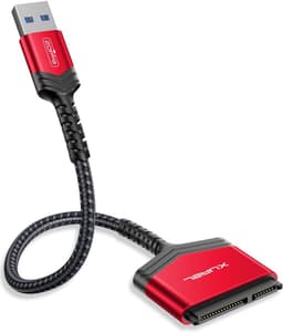 SATA naar USB 3.0 Adapter voor 2.5" Hardeschijven en SSD's, Ondersteunt UASP en Trim, Compatibel met Windows, MacOS, ChromeOS en Linux, Rood — thumbnail 1