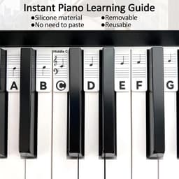 Siliconen Pianostickers voor 61 Toetsen - Verwijderbare Keyboard Stickers Zonder Lijm - Piano Hulpmiddelen voor Beginners en Kinderen Wit — thumbnail 5