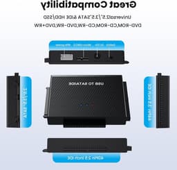 USB 3.0 IDE SATA Adapter voor 2.5 en 3.5 Inch HDD/SSD met 12V 2A Voeding, Compatibel met Windows en Mac, Snelle Gegevensoverdracht en Eenvoudige Installatie — thumbnail 4