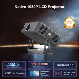 KZQ 1080p Android 13 Smart Projector - Met Autofocus En Keystone Correctie - 300 Ansi Lumen - Wifi 6 En Bluetooth 5 2 - Compatibel Met Netflix Youtube En Prime Video - Ideaal Voor Thuisbioscoop En Voetbal Kijken - 1 Stuk — thumbnail 2