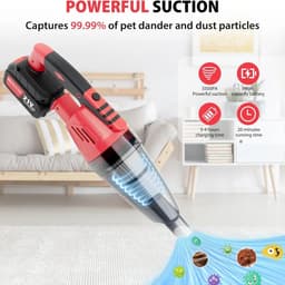Cellista Draadloze Handstofzuiger 21V - Auto Stofzuiger - Steelstofzuiger - 5500Pa Zuigkracht - Oplaadbare Hoover - 600ml - Met LED Licht en Accessoires — thumbnail 4