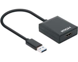 USB naar HDMI adapter - Converter kabel - Extra scherm aansluiten - Full HD 1080p - 60Hz - Zwart