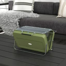 Kofferbarbecue, mini-houtskoolbarbecue, opvouwbaar, met houtskoolbak en asopvangbak, metalen behuizing, groen — thumbnail 3