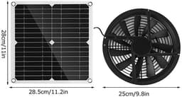 Ventilator - Zonne-energie Ventilator - 25cm 15W zonne-afzuigventilator - Zonnepaneel Afzuigventilator Kit - Voor Keuken, Kas & Huisdieren - Binnen & Buiten Gebruik - IP65 - Voor Kleine Kippenhokken, Kassen, Loodsen, Huisdierhuizen — thumbnail 3