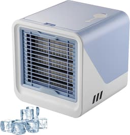 KZQ Draagbare 3-in-1 luchtkoeler – blauw, 500 ml, 3 snelheden, 8W, USB, voor slaapkamer, kantoor of studentenkamer — thumbnail 1