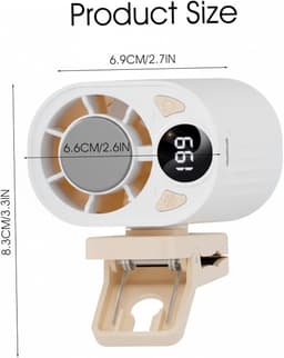 Draagbare airco voor auto, draagbare airco voor auto, clip-on ventilator met halfgeleiderkoeling - 199 snelheidsinstellingen, digitaal display, handsfree ventilator buiten, taille, rugzak — thumbnail 4