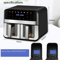 uJOY Airfryer - Met dubbele mand - 8 automatische programma’s - Veilig in gebruik - Antiaanbaklaag - Instelbare temperatuur (80°C – 200°C) — thumbnail 3