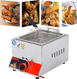 Gasfriteuse Dubbel - Friteuse met manden - Thuis Frituren - Roestvrij staal - 22 liter - Zilver — thumbnail 1