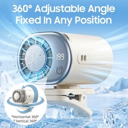 VHV - Ventilator - Tafelventilator - Mini ventilator - Clip ventilator - Met LED-display - Clip-on Airconditioner voor in de auto - Mini-koelsysteem voor auto's - 360° draaibaar - Verstelbaar - 199 snelheden - Wit — thumbnail 3
