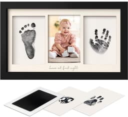 Fotolijst voor poot- en handafdrukken – Inktkussentje voor baby's – DIY-lijst voor hand- en voetafdrukken – Aandenken aan de eerste verjaardag – Herinneringsset voor hand- en voetafdrukken – Inktkussentje en afdruklijst pasgeborenen – 20x32,8x1,8cm — thumbnail 1