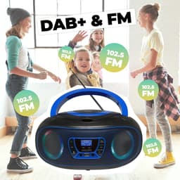 Denver Draagbare DAB Radio CD Speler Kinderen - Bluetooth - Lichteffecten - Boombox - AUX - FM - TDB212BLUE — thumbnail 3
