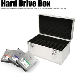 Harde Schijf Beschermingsdoos - Schokbestendige HDD Opbergkoffer met Veiligheidsslot - 10 Schijfbays . — thumbnail 5