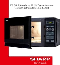 Solo-magnetron 20 l 800 W 5 vermogensniveaus 8 automatische programma's ontdooien met gewicht en tijd kinderslot energiebesparende modus glazen draaitafel (255 cm) - Zwart - Beste kwaliteit — thumbnail 2