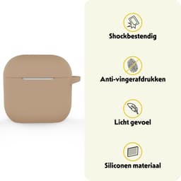 Hoesje Geschikt voor Apple AirPods 4 - Siliconen Hoes met Clip - Silicone Case Cover - Zand — thumbnail 3