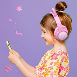 PowerLocus Bobo - Draadloze Koptelefoon voor Kinderen - Bluetooth koptelefoon - 74/85/94dB Volumebegrenzing - Katten Oortjes - Led Verlichting - Roze — thumbnail 4