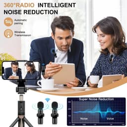 Nieuwe Draadloze Lavalier Microfoon Draagbare Audio Video Opname Mini Mic Voor Iphone Live Broadcast Gaming Telefoon Mic For IOS 2in1 — thumbnail 4