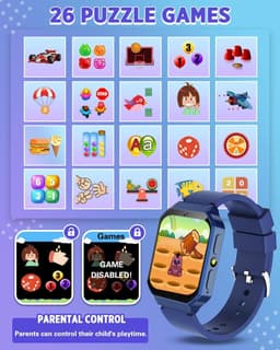 Kiddowz Smartwatch kinderen - Kinderhorloge - 5 t/m 12 jaar - met camera, filters en 29 kids spelletjes - Stappenteller - Donkerblauw — thumbnail 2