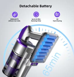 Redroad L8 - Draadloze stofzuiger - Vacuum cleaner -Geavanceerde 500W Krachtige Stofzuiger met Uitneembare Accu en 30kPa Zuigkracht – Slimme Stofherkenning, 1.6L Stofreservoir, LED Verlichting & Anti-Klit Technologie — thumbnail 2