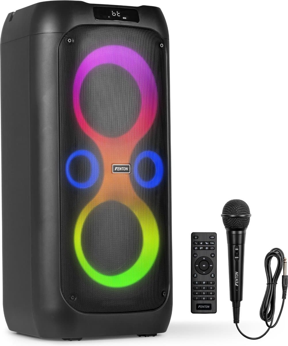 Partybox - Fenton Core130 - Bluetooth speaker met lichteffecten - Met microfoon en oplaadbare accu — afbeelding 1