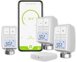 Slimme Radiatorthermostaat Set met Hub - Draadloze Verwarmingsthermostaat voor Alexa & Google Home