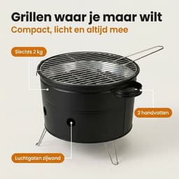 Lomera Draagbare Barbecue - Draagbare BBQ - Houtskoolbarbecue - Houtskool BBQ - Tafel BBQ - Tafelbarbecue - Tafelgrill - Mini BBQ - Camping Barbecue - Barbecue voor Strand - Barbecue voor Park - Barbecue voor Balkon — thumbnail 3