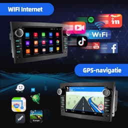 ESSGOO Android 15 Autoradio Geschikt Voor Opel Astra H Corsa C/D Meriva Zafira B - 4GB + 64GB - Draadloos Apple Carplay & Android Auto - 7-inch Touchscreen - GPS-Navigatie - Bluetooth & Wifi - Achteruitrijcamera - Microfoon - Dashcam — thumbnail 2