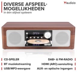 Premium DAB radio - Audizio Lunata - Bluetooth radio met CD speler - High-end speakers - Hout/zilver — thumbnail 5