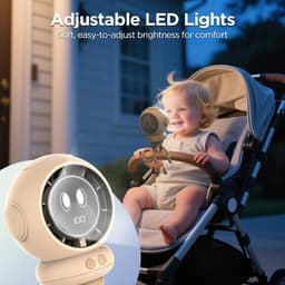 Ventilator - Ventilator Oplaadbaar - Kinderwagenventilator - Clipventilator Voor Baby'S Met 4 Snelheden - Led-Display En Nachtlampje - 360° Draaibare - Voor Autostoeltje, Wieg, Slaapkamer En Op Reis — thumbnail 4