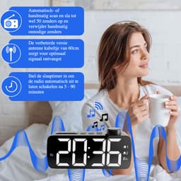 YUCONN Wekkerradio - Wekker Kinderen - Kinderwekker - Grote LED Cijfers - Wekkers Digitaal - Dimbaar Display - Sleeptimer - Wit — thumbnail 5