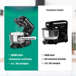 SAVI® Mixer met mengkom - Mixer - Mixer met mengkom keukenmachine - Zwart -‎39cm x 24cm x 32cm — thumbnail 5