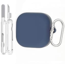 Telestore - hoesje geschikt voor Samsung Galaxy Buds 4 / 4 pro soft case cover - donker blauw - TPU hoesje Beschermhoes - Samsung Galaxy Buds 4 / 4 Pro Cover - Buds4 hoesje - gel hoesje met sleutelhanger + Oordopjes schoonmaak set — thumbnail 1