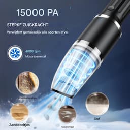 longziming -Krachtige Draadloze Handstofzuiger voor Auto en Huis - 15.000 Pa - Compact en Oplaadbaar - Zwart — thumbnail 5