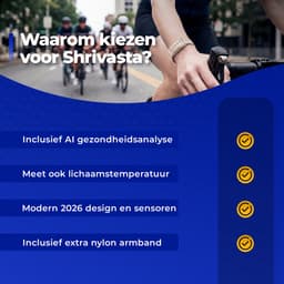 Shrivasta Activity Tracker Plus | armband met AI-Gezondheidsanalyse & Lichaamstemperatuur meting | Dames & Heren | Zilver | Hartslag | SpO₂ | Slaapmonitor | Stress | Menstruatiecyclus | Inclusief 2 Armbanden (siliconen & Nylon) – Waterdicht — thumbnail 4