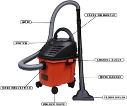 Nat Droog Stofzuiger - Schoonmaak Apparaat - Huishoudelijk Reinigen - 1000W Krachtige Zuigkracht - 8L Capaciteit - Rood Zwart — thumbnail 4