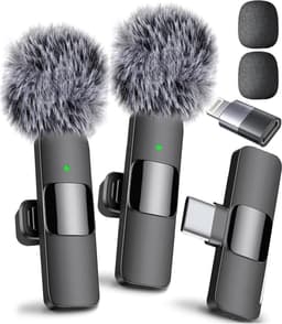 Draadloze Mini Microfoon Geschikt voor iPhone, iPad, Android – 2 Pack Lavalier Microfoon voor Video Opname – Geschikt voor iPhone Mic Kristalhelder Opname met USB-C voor Content Creators — thumbnail 1