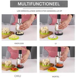 Gigicial Uiensnijder - Handmatige groentesnijder met ergonomische handgreep en schaalverdeling op de lekbak - 1 stuk - Zilver — thumbnail 2