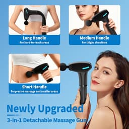 Massagepistool - Spierontspanning - Herstel na sport - 3-in-1 afneembaar ontwerp - 4 massagekoppen - Zwart — thumbnail 4