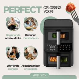 Heteluchtfriteuse Dubbele Kamer - Verticale Friteuse - Gezinsmaaltijden Bereiden - Twee Onafhankelijke Lades - 10L Totaal - Zwart — thumbnail 5
