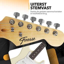 Finesse Elektrische Gitaar met Versterker - met Videocursus - Gitaar - Volwassenen - Kind - Crème — thumbnail 5