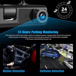 1080P high-definition dashcam, driewegcamera, groothoeklens, binnen- en buitenopname met beeld-in-beeld, eenvoudige installatie — thumbnail 2