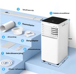 Glitzerlife - Mobiele Airco - Mobiele Airconditioner Aircooler - 9000 BTU Koelvermogen - Met Afvoerslang en Afstandsbediening - ABS Airconditioner voor Slaapkamer en Woonkamer - Wit — thumbnail 2
