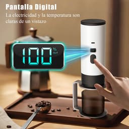 Lunekiss 3-in-1 Draagbare Mini To-Go Espressomachine - 12V - 7800mAh - Type-C - Display - 90°C - Gemalen Koffie - Wit — thumbnail 3