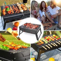 Borvat® Opvouwbare BBQ - Draagbare tafelgrill - Rechthoekig ontwerp - Compact en lichtgewicht - Zwart — thumbnail 2