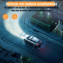 Aurixi® Dashcam Voor en Achter - Dashcam - Autocamera - Zwart - Inclusief SD-kaart - Zwart -‎ 4cm x 9cm x 6cm — thumbnail 5