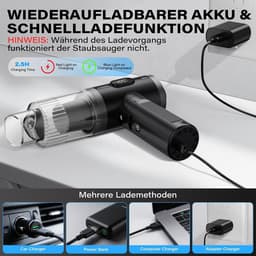 Handstofzuiger, 11000PA autostofzuiger, draadloos, opvouwbare mini-autostofzuiger met krachtige borstelloze motor , draagbare stofzuiger voor huisdierenhaar, voertuigen — thumbnail 4
