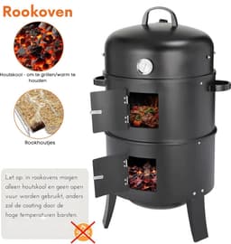 Rolu 3-in-1 BBQ Smoker – Rookoven - Grillen – Roken – Stomen – Barbecue – Slow Cooking – 4 Tot 6 Personen – Inclusief Waterpan — thumbnail 5