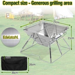 Opvouwbare RVS Houtskoolbarbecue – Compacte BBQ met Verstelbaar Grillrooster — thumbnail 2