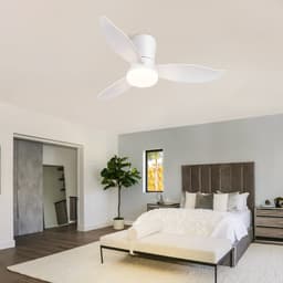 NETTLIFE Plafondventilator met Verlichting - 3 Bladen - Stil - Wit - Dimbaar - 6 Snelheden - Met Afstandsbediening - Voor Slaapkamer & Keuker — thumbnail 5